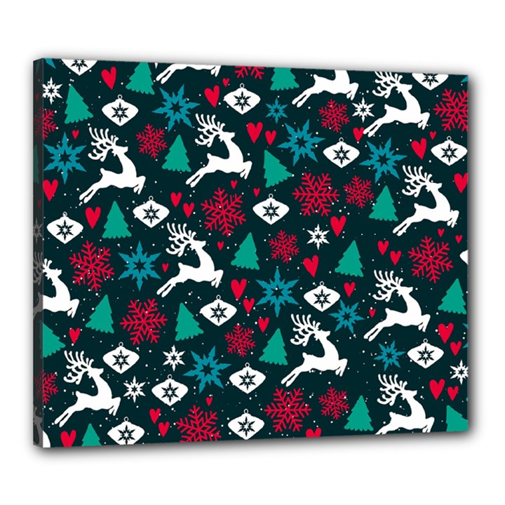 Holiday Season Pattern December Happy Holidays Merry Christmas Winter Family Festive New Year Canvas 24  x 20  (Stretched)