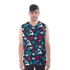 Holiday Season Pattern December Happy Holidays Merry Christmas Winter Family Festive New Year Men s Basketball Tank Top by Maspions