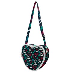 Holiday Season Pattern December Happy Holidays Merry Christmas Winter Family Festive New Year Heart Shoulder Bag by Maspions