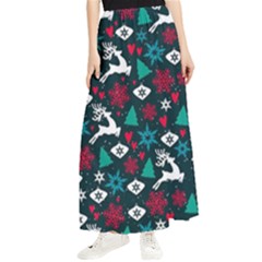 Holiday Season Pattern December Happy Holidays Merry Christmas Winter Family Festive New Year Maxi Chiffon Skirt by Maspions