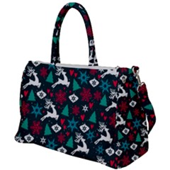 Holiday Season Pattern December Happy Holidays Merry Christmas Winter Family Festive New Year Duffel Travel Bag by Maspions