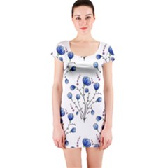 Flowers Seamless Pattern Victorian Short Sleeve Bodycon Dress