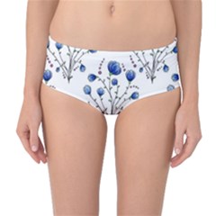 Flowers Seamless Pattern Victorian Mid-waist Bikini Bottoms