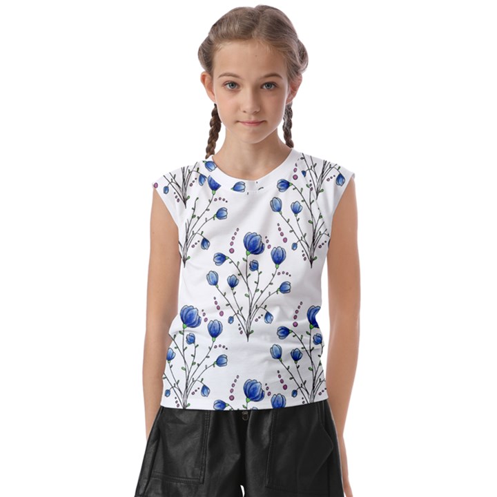 Flowers Seamless Pattern Victorian Kids  Raglan Cap Sleeve T-Shirt