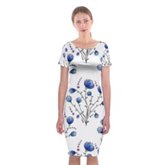 Flowers Seamless Pattern Victorian Classic Short Sleeve Midi Dress by Maspions