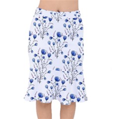 Flowers Seamless Pattern Victorian Short Mermaid Skirt