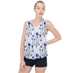 Flowers Seamless Pattern Victorian Bubble Hem Chiffon Tank Top