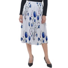 Flowers Seamless Pattern Victorian Classic Velour Midi Skirt 