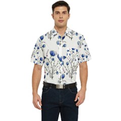 Flowers Seamless Pattern Victorian Men s Short Sleeve Pocket Shirt 