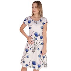 Flowers Seamless Pattern Victorian Classic Short Sleeve Dress