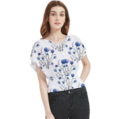 Flowers Seamless Pattern Victorian Butterfly Chiffon Blouse