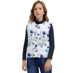 Flowers Seamless Pattern Victorian Kid s Button Up Puffer Vest	