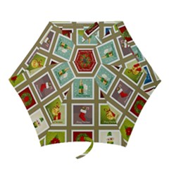 Christmas Stamp Pattern Mini Folding Umbrellas