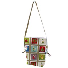 Christmas Stamp Pattern Folding Shoulder Bag