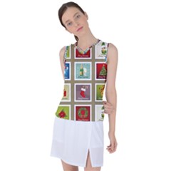 Christmas Stamp Pattern Women s Sleeveless Sports Top