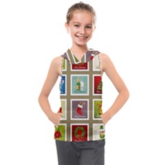 Christmas Stamp Pattern Kids  Sleeveless Hoodie by Maspions