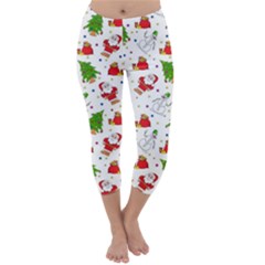 Christmas Pattern  Trees Santa Capri Winter Leggings 