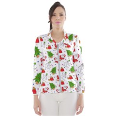 Christmas Pattern  Trees Santa Women s Windbreaker