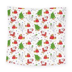 Christmas Pattern  Trees Santa Square Tapestry (large)