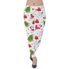 Christmas Pattern  Trees Santa Velvet Leggings