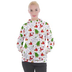 Christmas Pattern  Trees Santa Women s Hooded Pullover