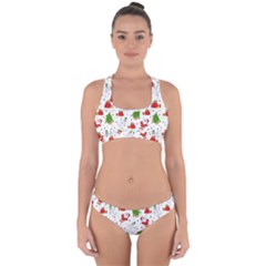 Christmas Pattern  Trees Santa Cross Back Hipster Bikini Set by Maspions