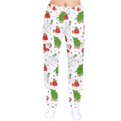 Christmas Pattern  Trees Santa Women Velvet Drawstring Pants