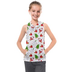 Christmas Pattern  Trees Santa Kids  Sleeveless Hoodie by Maspions