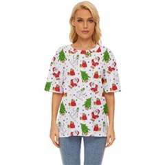 Christmas Pattern  Trees Santa Oversized Basic T-shirt by Maspions