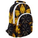 Yellow Flower Pattern Leaves Rounded Multi Pocket Backpack View2