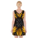 Yellow Flower Pattern Leaves V-Neck Sleeveless Dress View2