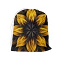 Yellow Flower Pattern Leaves Drawstring Pouch (XL) View2