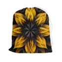 Yellow Flower Pattern Leaves Drawstring Pouch (2XL) View1