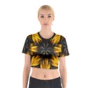 Yellow Flower Pattern Leaves Cotton Crop Top View1