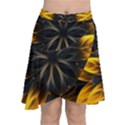 Yellow Flower Pattern Leaves Chiffon Wrap Front Skirt View1