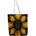 Yellow Flower Pattern Leaves Full Print Rope Handle Tote (Large) View2