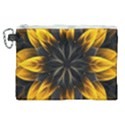 Yellow Flower Pattern Leaves Canvas Cosmetic Bag (XL) View1