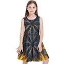 Yellow Flower Pattern Leaves Kids  Skater Dress View1