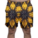 Yellow Flower Pattern Leaves Men s Shorts View1