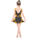 Yellow Flower Pattern Leaves Kids  Skater Dress Swimsuit View2