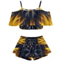 Yellow Flower Pattern Leaves Kids  Off Shoulder Skirt Bikini View1