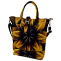 Yellow Flower Pattern Leaves Buckle Top Tote Bag View1