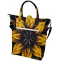 Yellow Flower Pattern Leaves Buckle Top Tote Bag View2