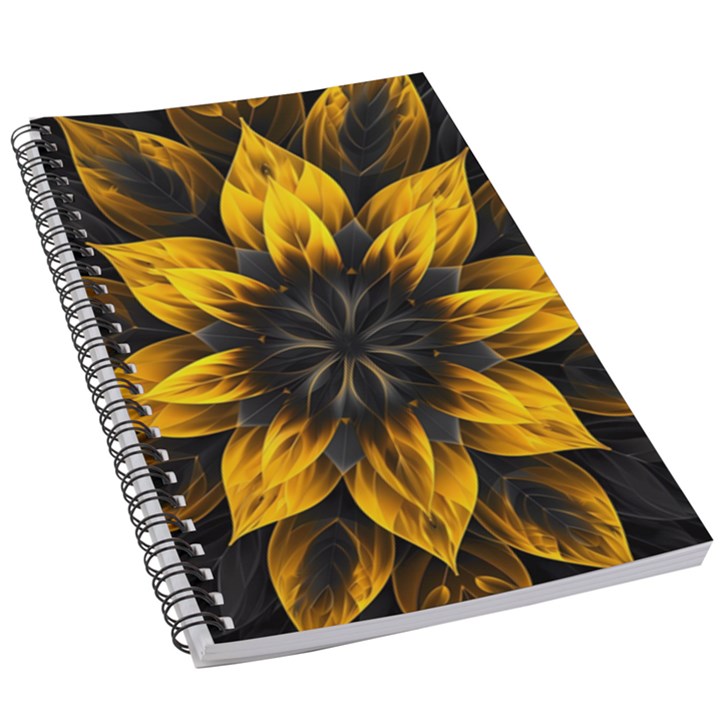 Yellow Flower Pattern Leaves 5.5  x 8.5  Notebook