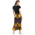 Yellow Flower Pattern Leaves Maxi Fishtail Chiffon Skirt View2