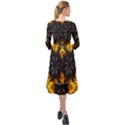 Yellow Flower Pattern Leaves Ruffle End Midi Chiffon Dress View2