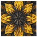 Yellow Flower Pattern Leaves Wooden Puzzle Square View1