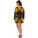 Yellow Flower Pattern Leaves Long Sleeve Kimono View2