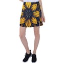 Yellow Flower Pattern Leaves Tennis Skirt View1