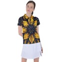 Yellow Flower Pattern Leaves Women s Polo T-Shirt View1